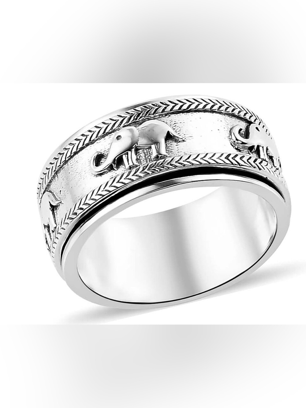 New Elephant 925 Sterling Spinner Ring SZ 7 Men’s Women’s BOLD